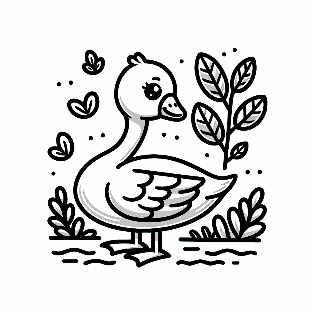 Dibujo para colorear de ganso para descargar (Gratis)