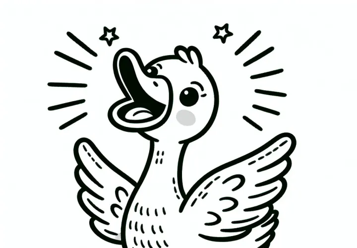 La oca agita emocionada sus alas: Imagen para colorear sencilla (Gratis)