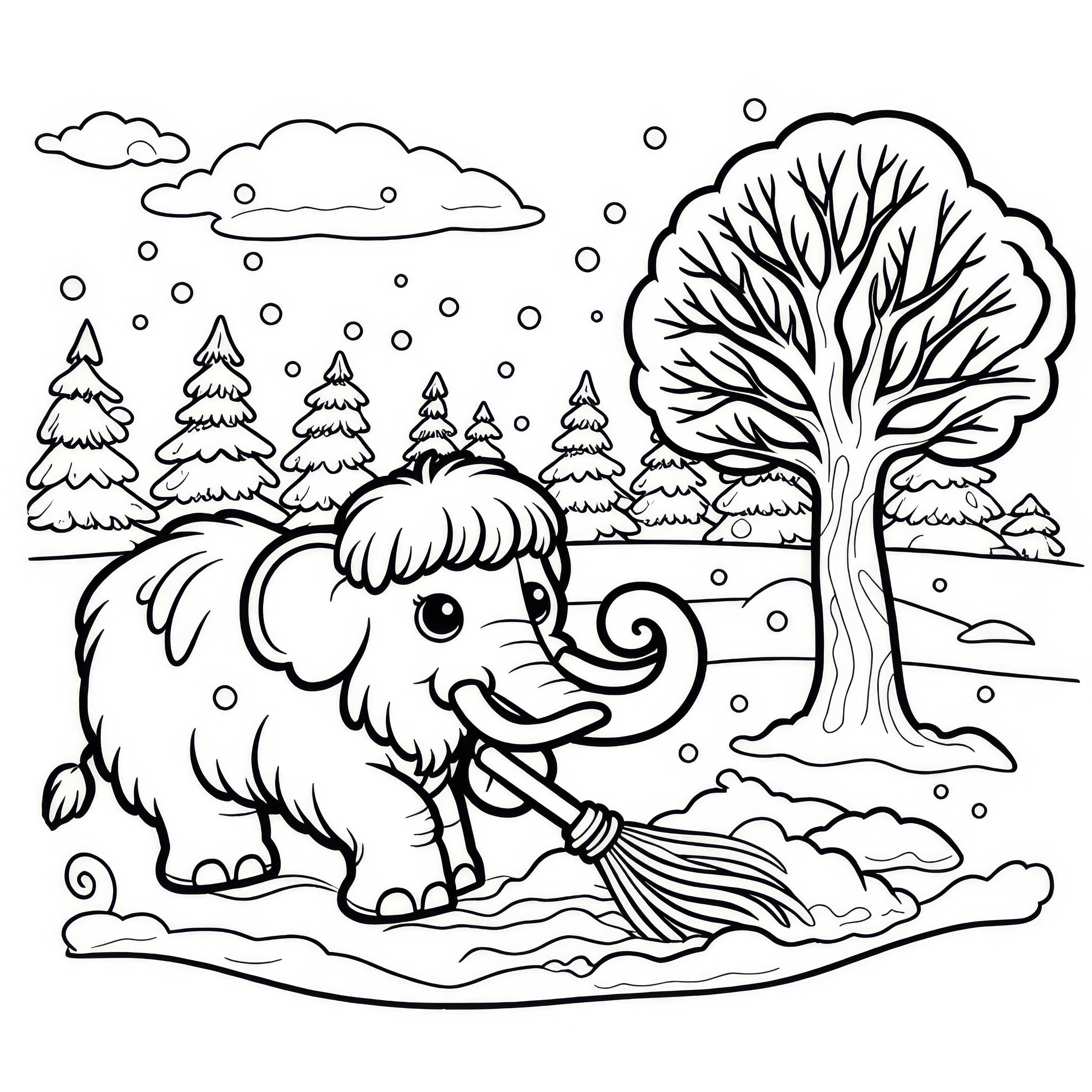 Mammut spalma neve: Disegno da colorare semplice (Gratis)