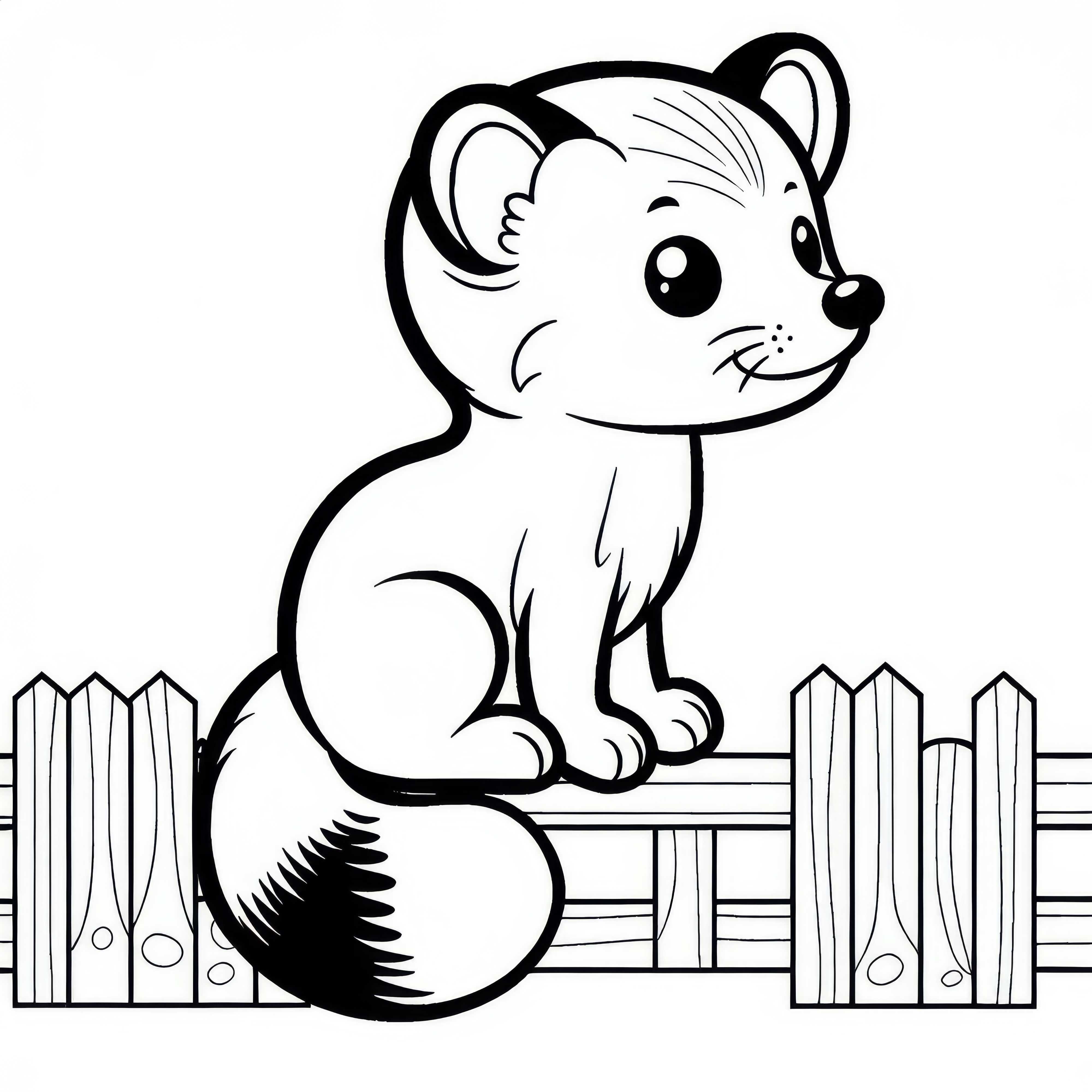 Furão em uma cerca: Modelo para colorir para download (Gratuito)
