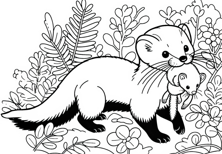 Martas com a presa na boca: Desenho para colorir para download (Gratuito) Martas com presa na boca: desenho para colorir para download (grátis)