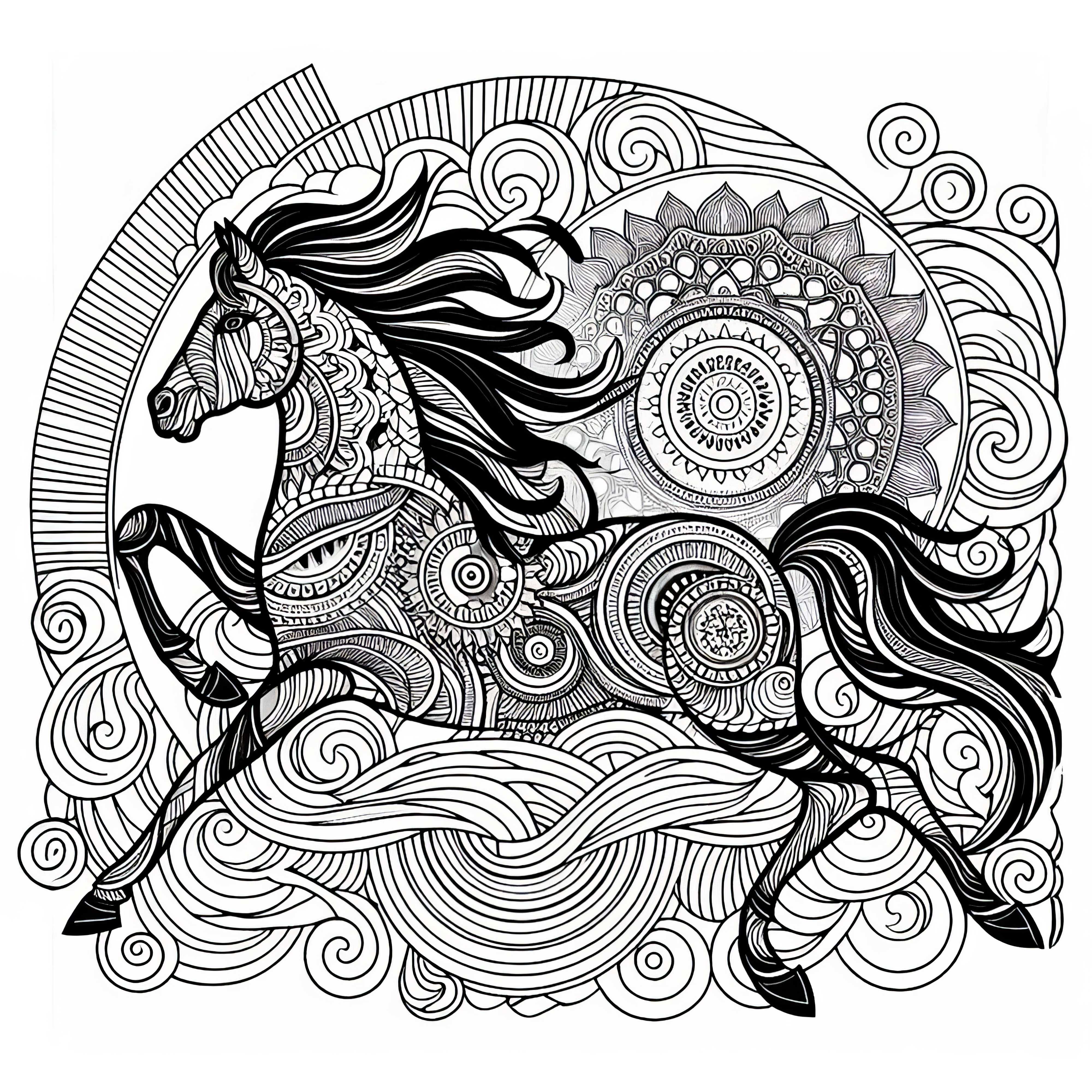 Kôň mandala na vymaľovanie zadarmo