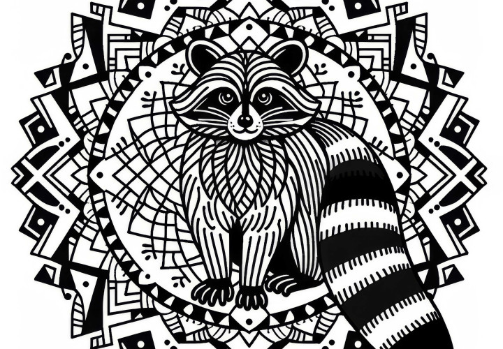 Mandala na vymaľovanie s mývalom Zadarmo