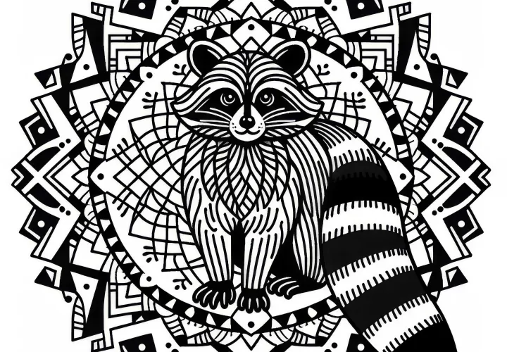 Waschbär Mandala Ausmalbild Kostenlos