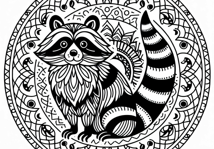 Waschbär-Mandala-Ausmalbild Vorlage kostenlos herunterladen Waschbär-Mandala-Ausmalbild Vorlage kostenlos herunterladen