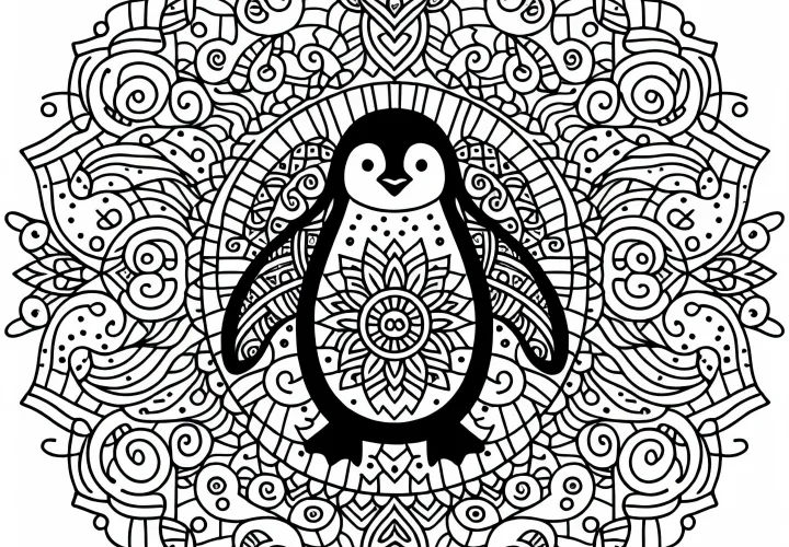 Pinguin Mandala Na zafarbenie Zadarmo