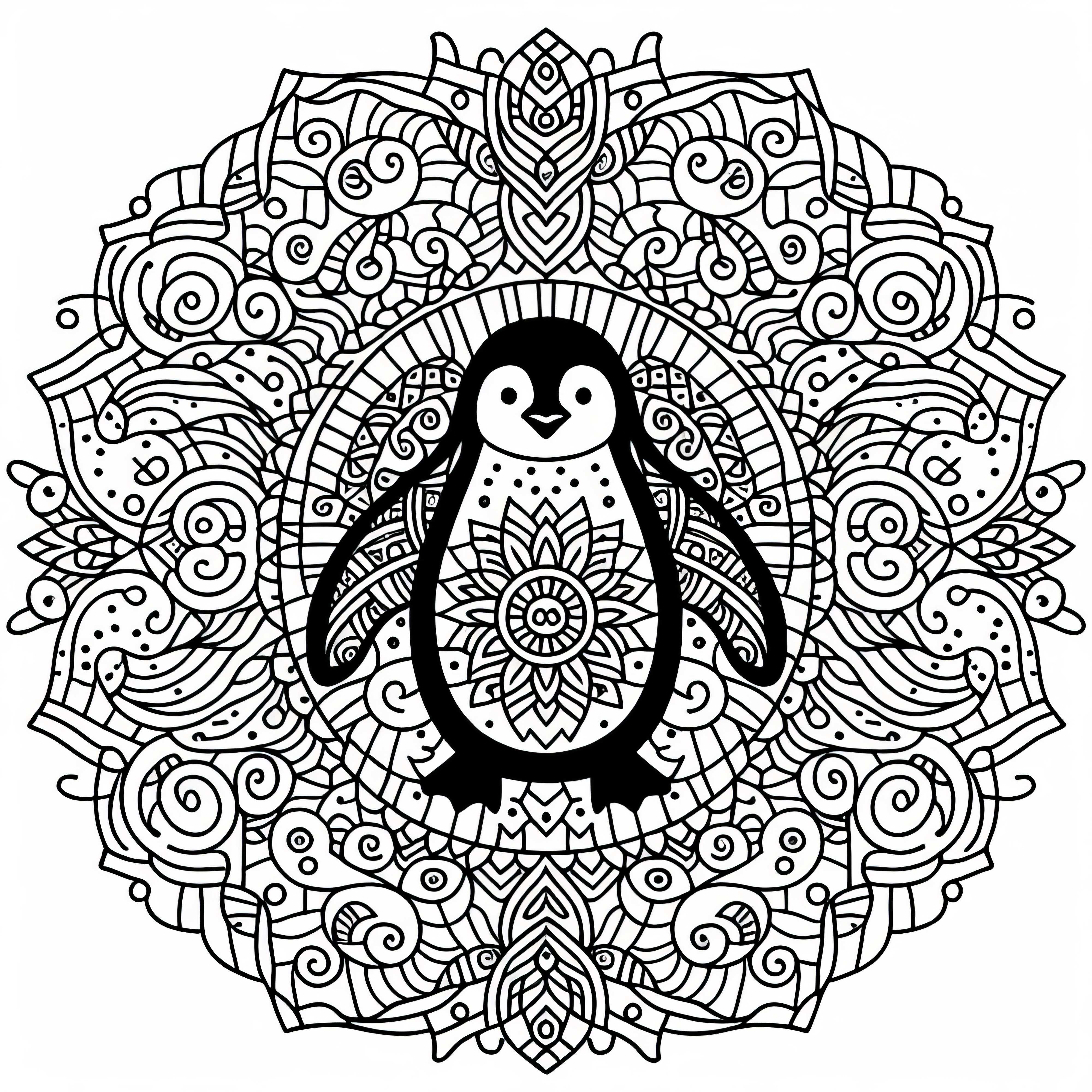 Pinguin Mandala Na maľovanie Zadarmo