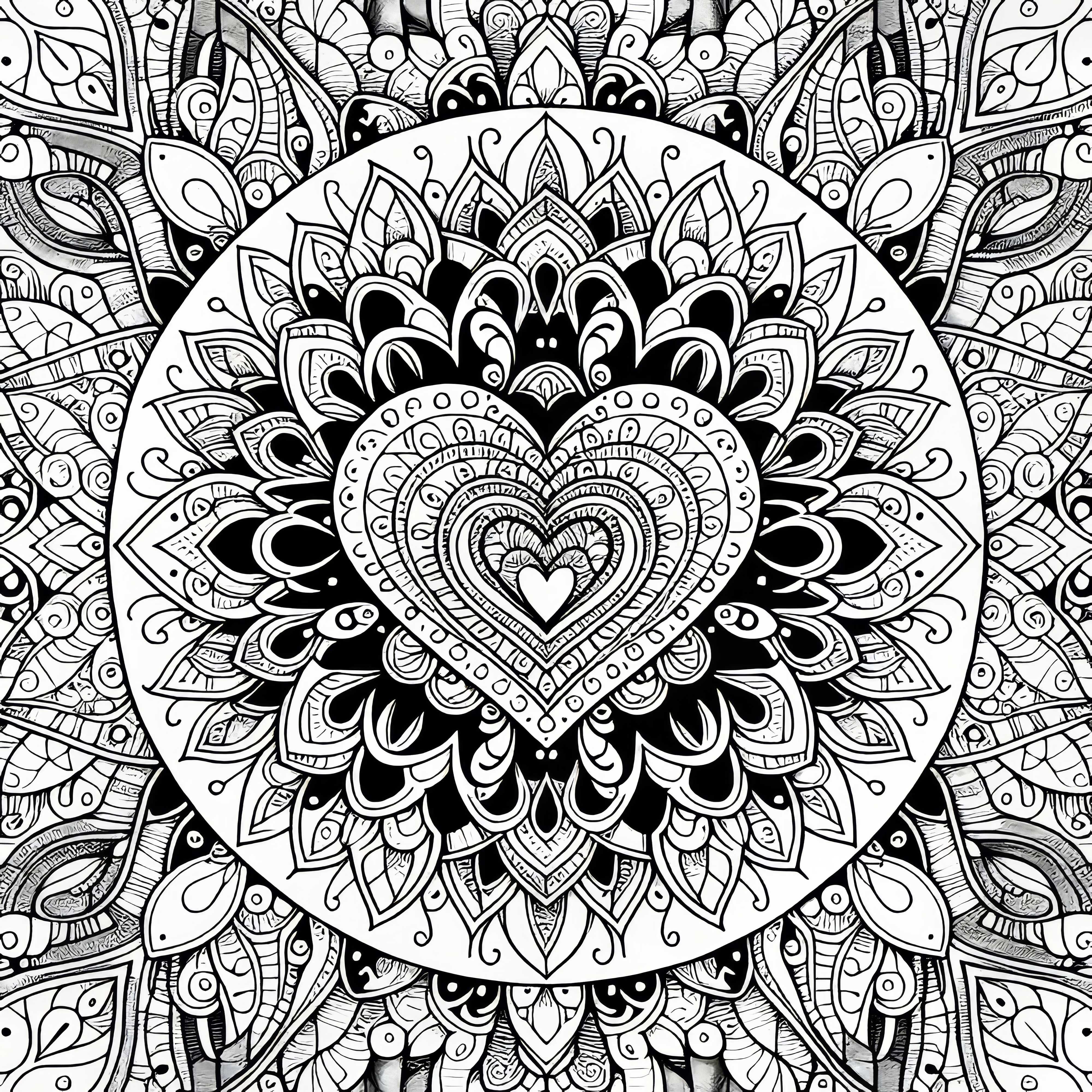 Plantilla de dibujo de mandala de corazón gratis