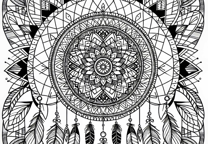Fondo de mandala de atrapasueños para colorear gratis Dibujo para colorear de mandala con atrapasueños gratis
