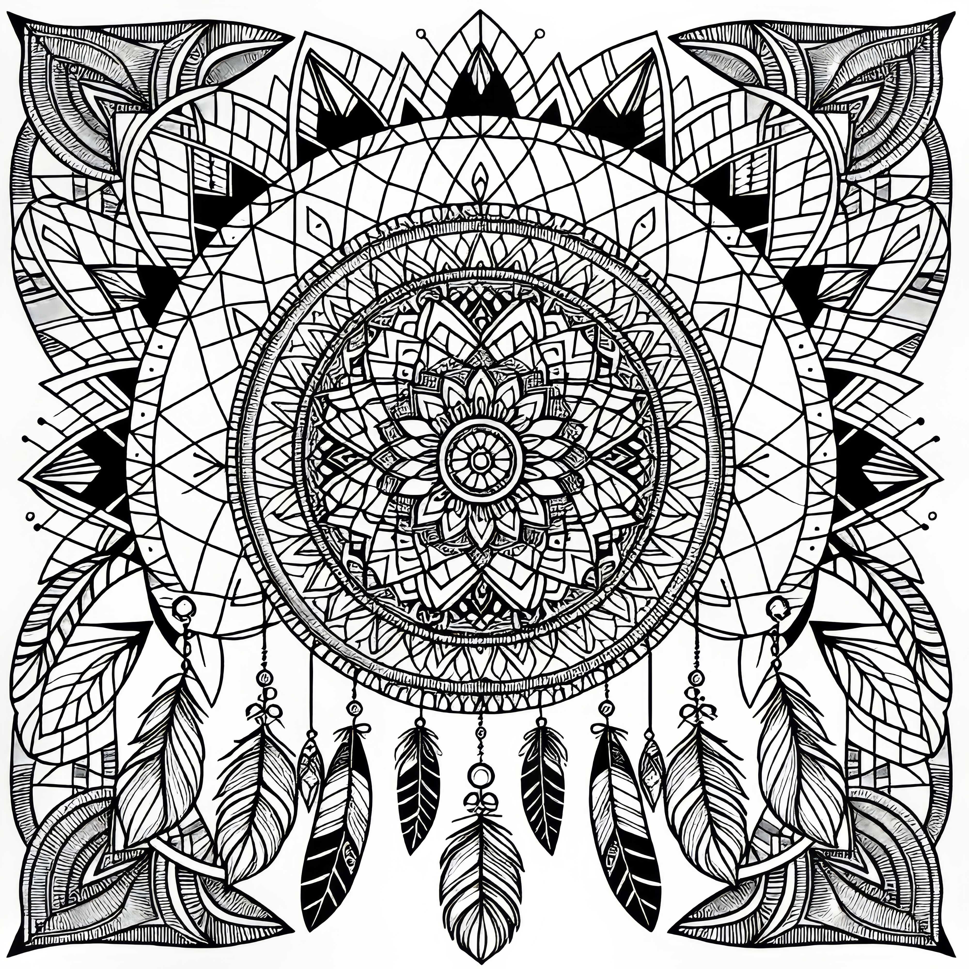 Dibujo para colorear de mandala de atrapasueños gratis