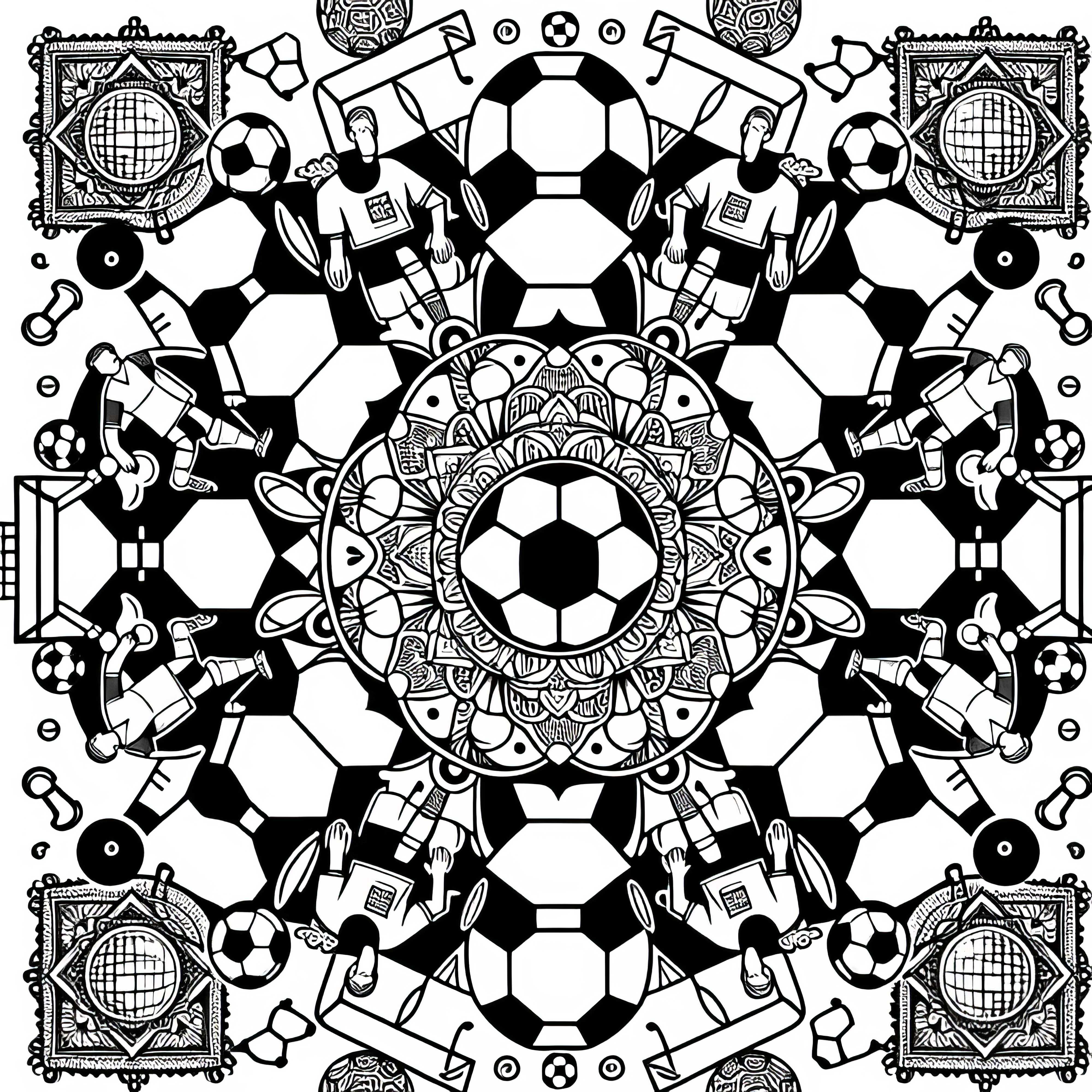 Plantilla de mandala de fútbol para colorear gratis para descargar y colorear en línea