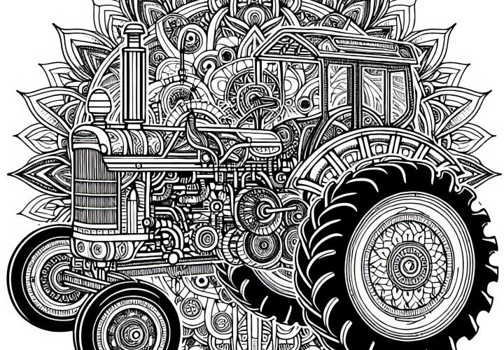 Dibujo para colorear de tractor Mandala gratis Tractor Mandala dibujo para colorear gratis