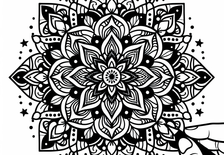 Plantilla de pintura de mandala de estrella gratis Plantilla de dibujos para colorear de mandala de estrella gratuita