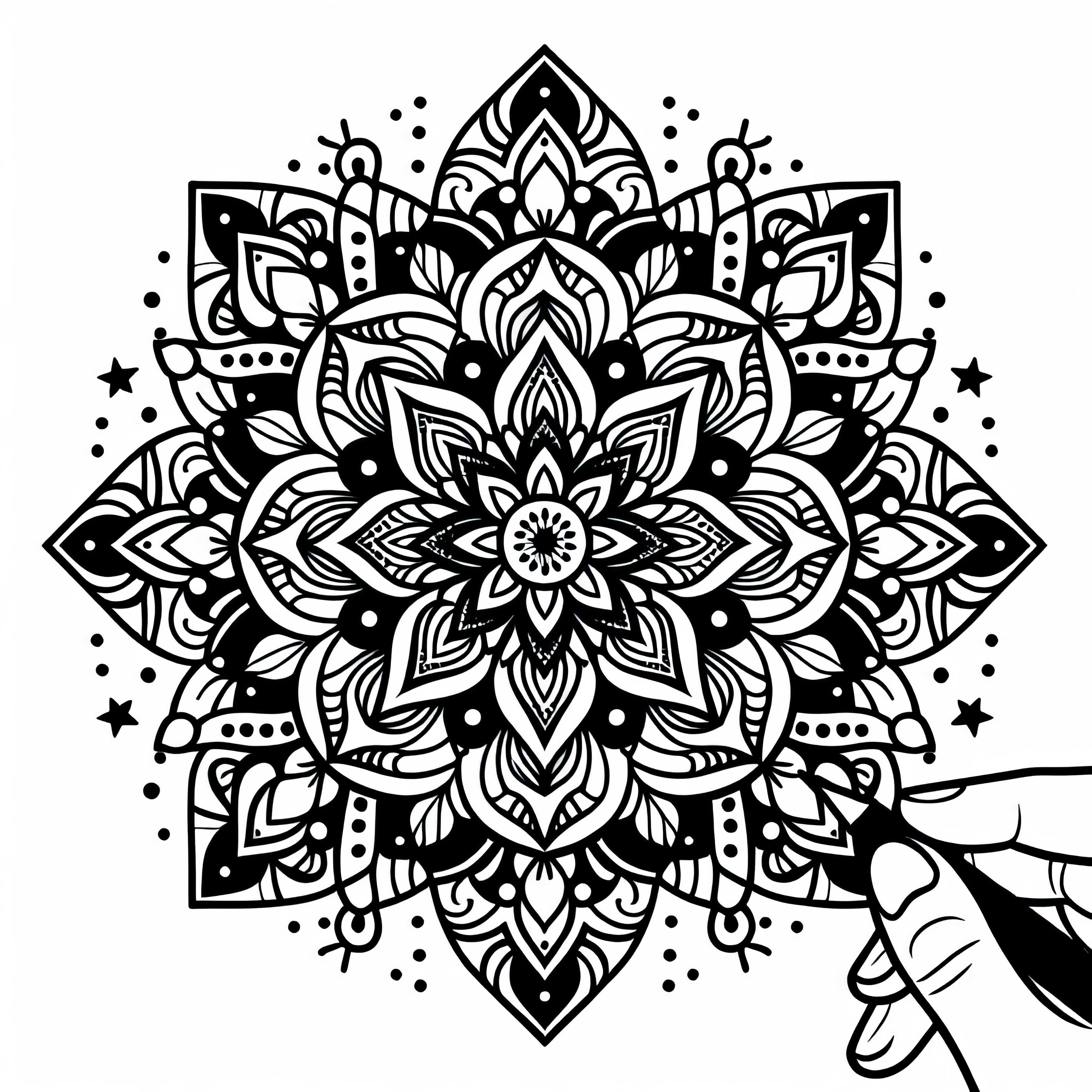 Plantilla de dibujo de mandala estelar gratuita