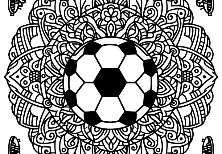 Plantilla de Mandala de Fútbol - Imagen para Colorear Gratis Plantilla de mandala de fútbol - Imagen para colorear gratis