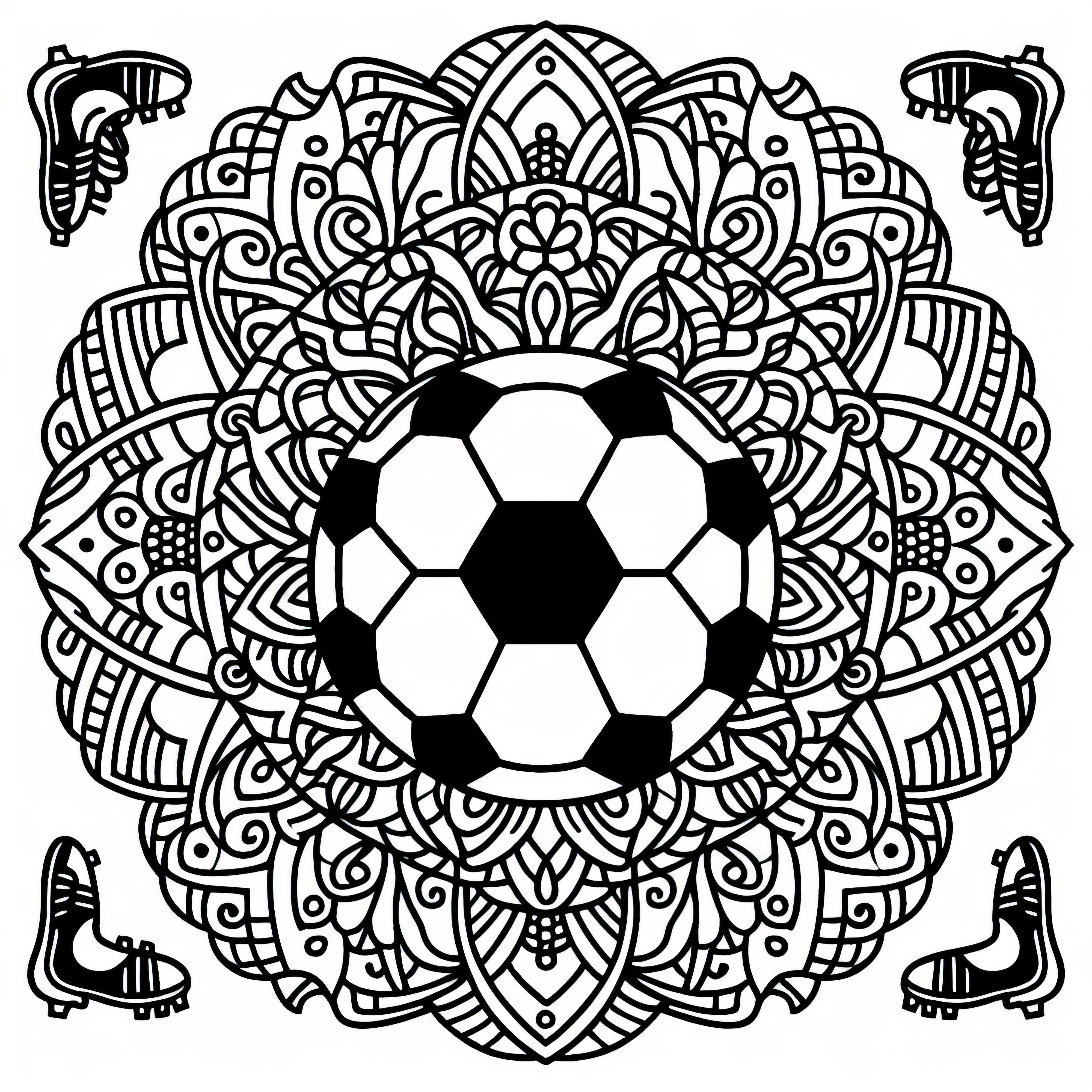 Plantilla de mandala de fútbol - dibujo para colorear gratis