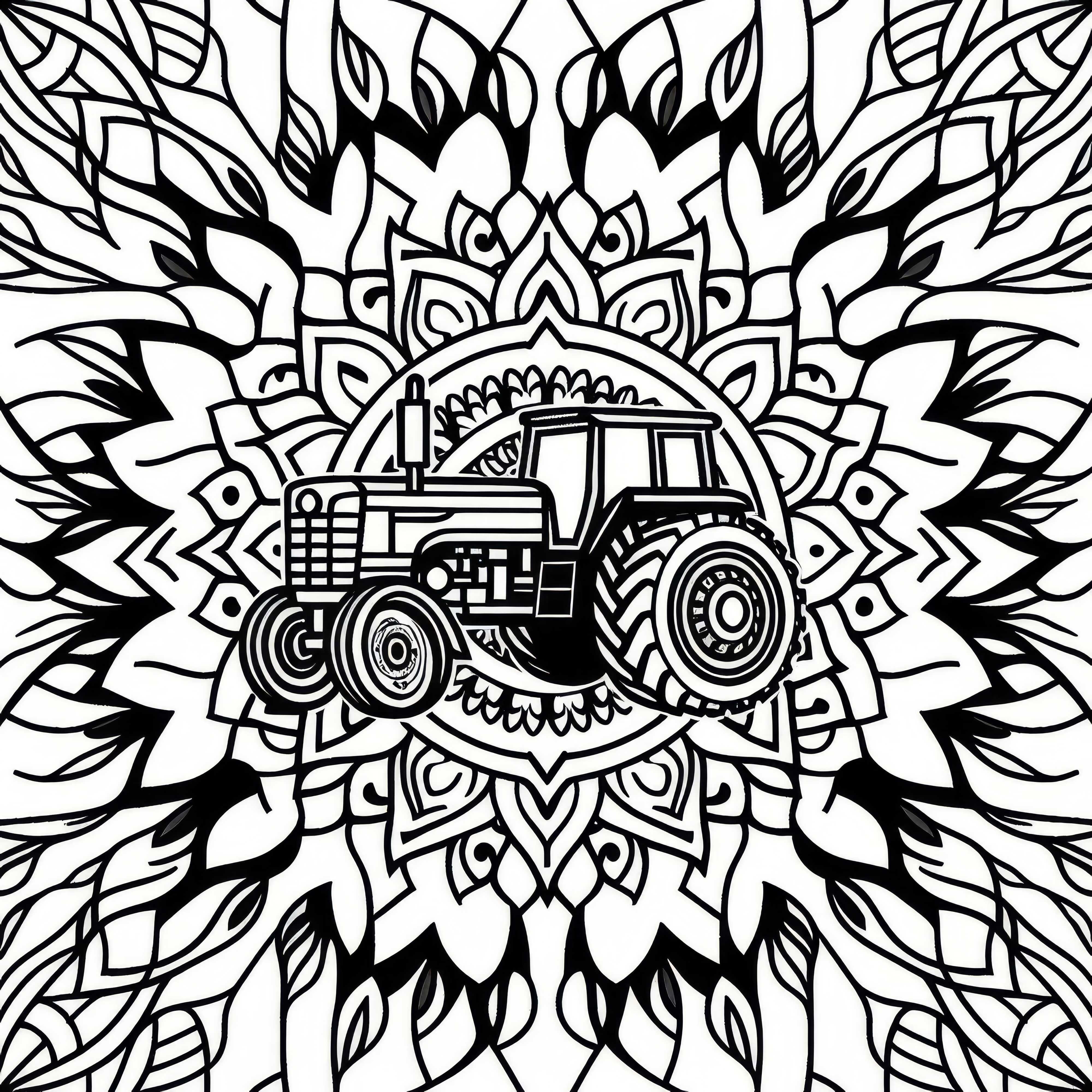 Plantilla de mandala de tractor para colorear gratis