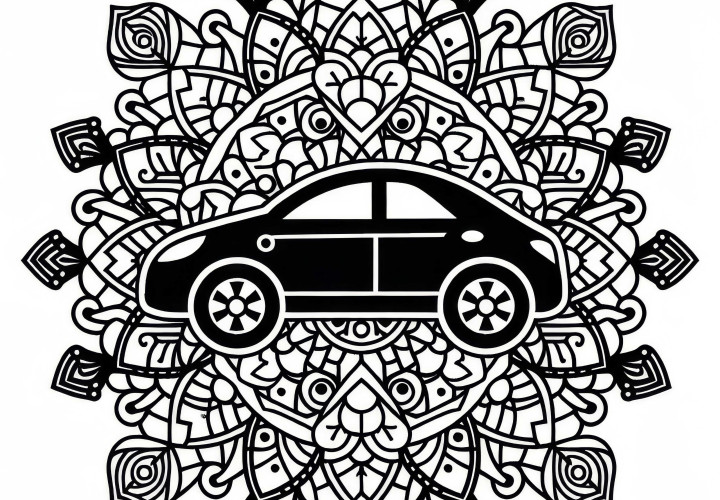 Plantilla de mandala de auto para colorear gratis Plantilla de mandala de auto imagen para colorear gratuita