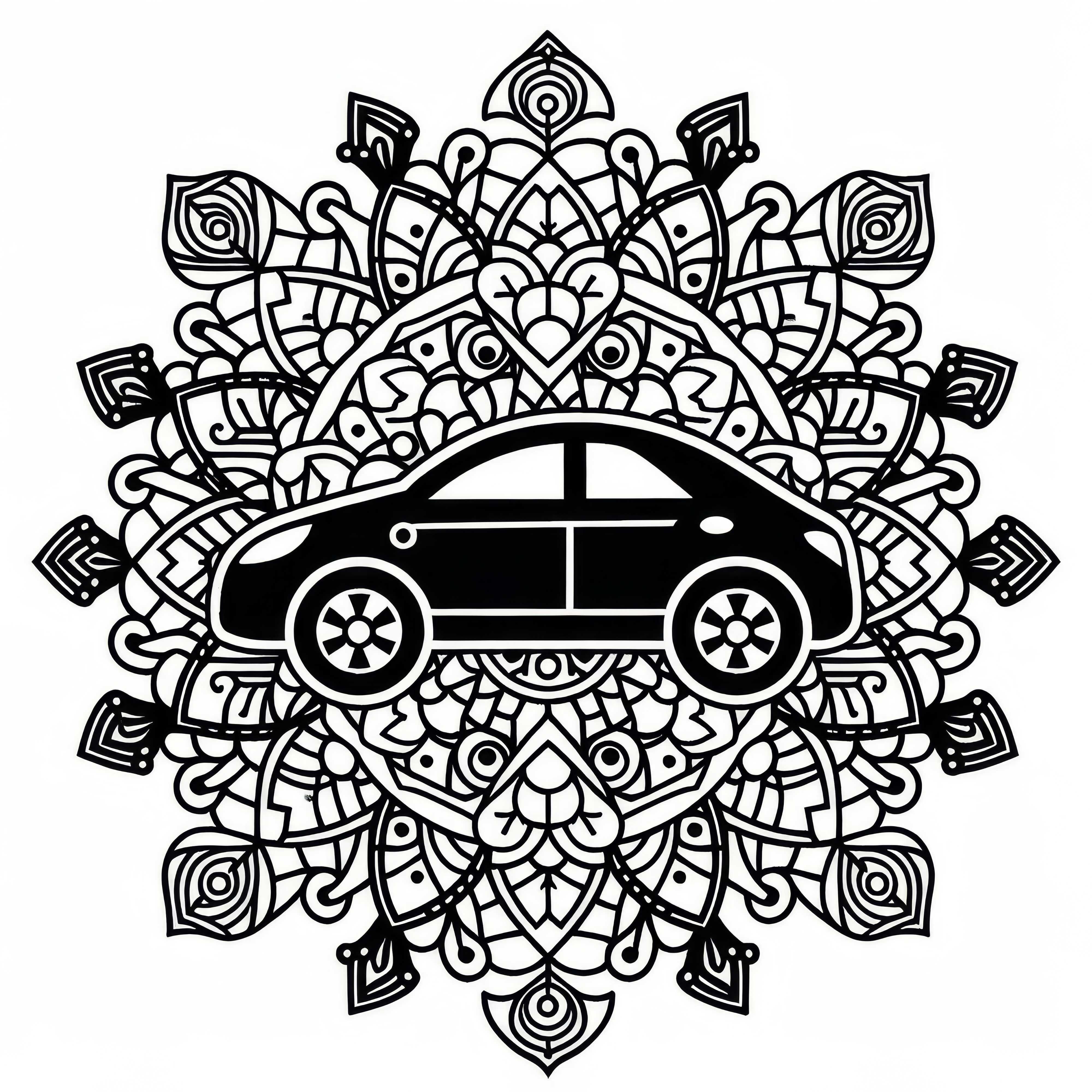 Plantilla de mandala de auto para colorear gratis