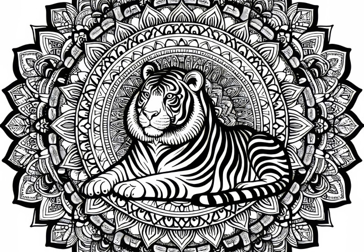 Página para Descargar Gratis el Mandala de Tigre para Colorear Descargar gratis imagen para colorear de mandala de tigre