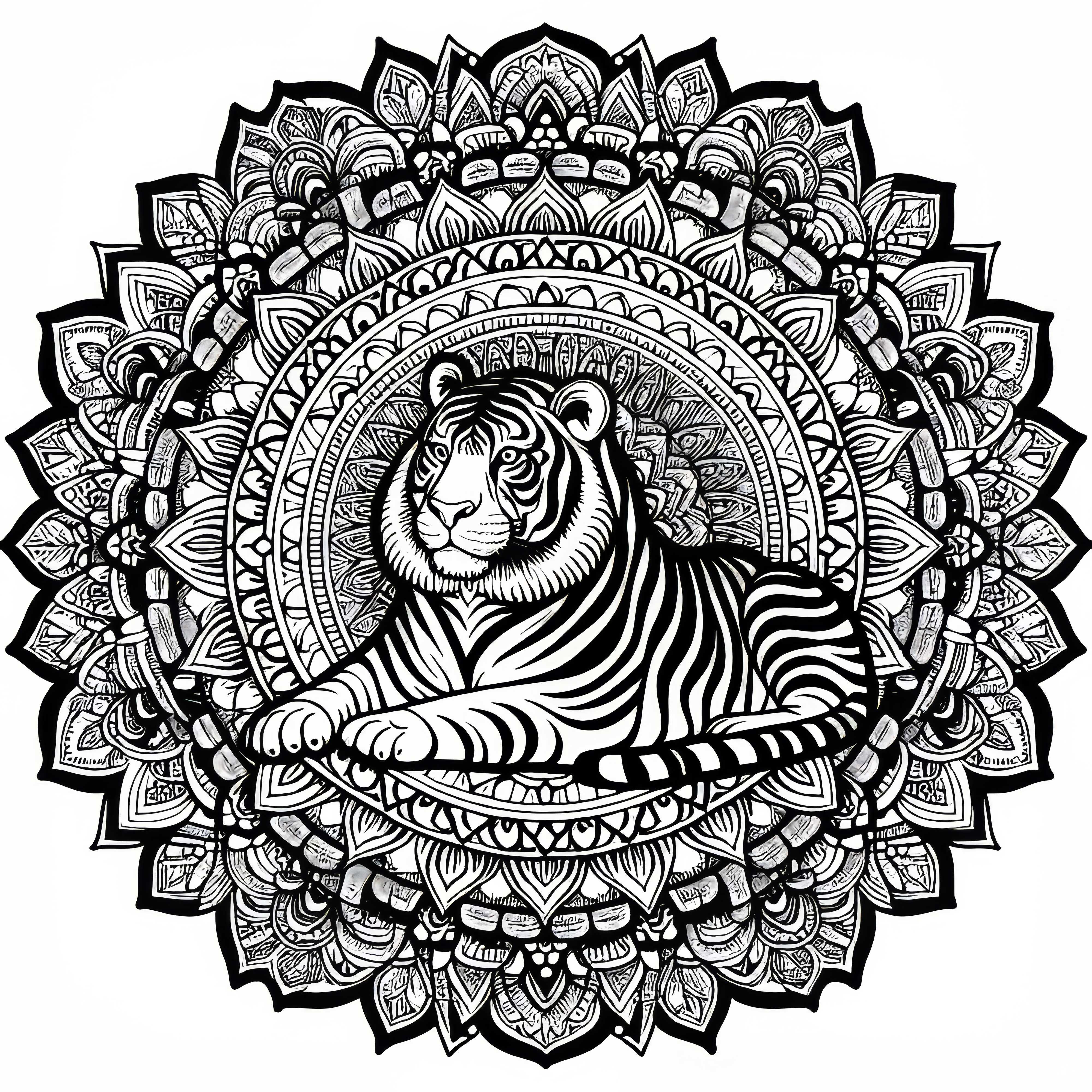 Dibujo para colorear de mandala de tigre descargar gratis