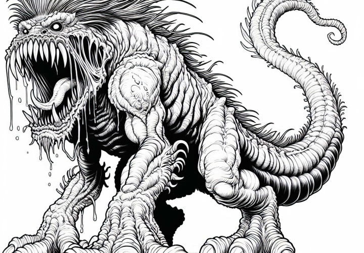 Monster Malvorlage: Detailreich zum Herunterladen (Kostenlos)