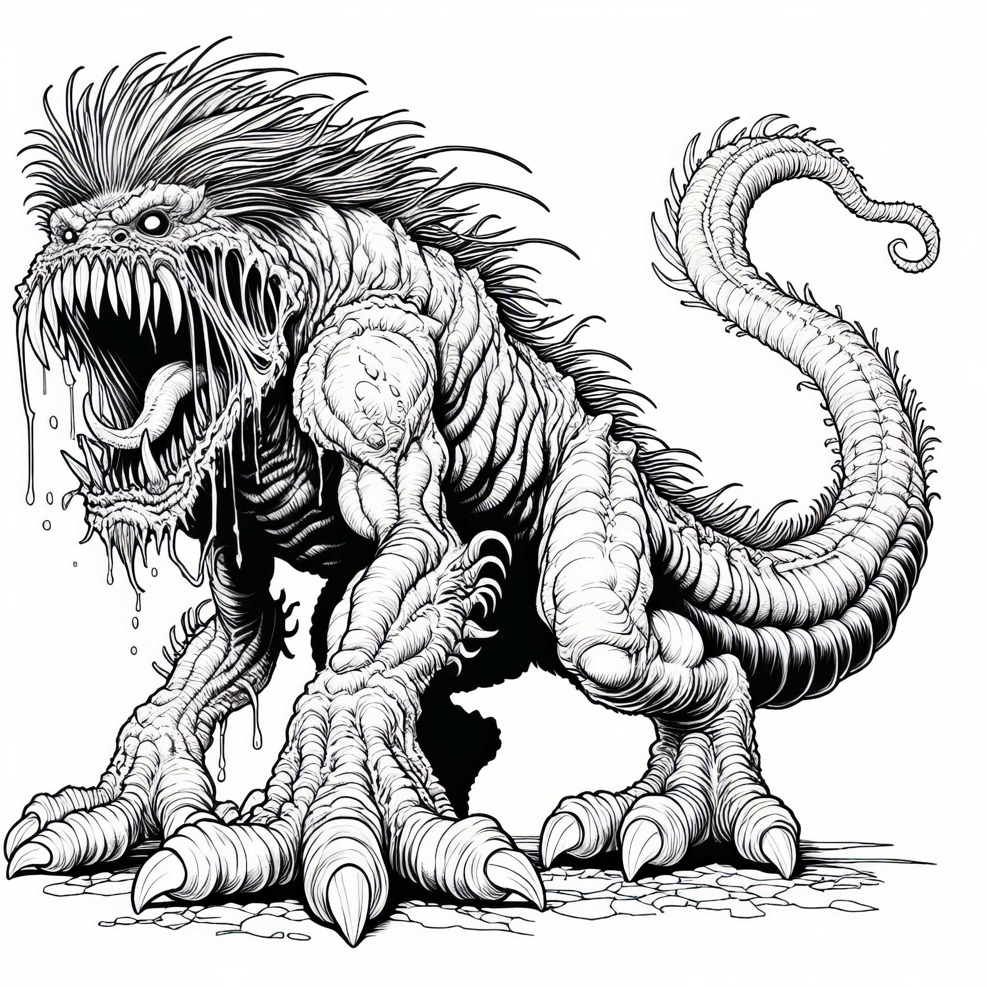Monster Malvorlage: Detailreich zum Herunterladen (Kostenlos)