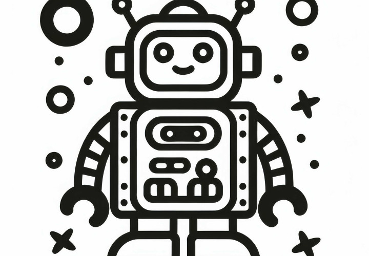 Robotar som enkla målarbilder (gratis) Robot som enkel färgläggningsmall (gratis)