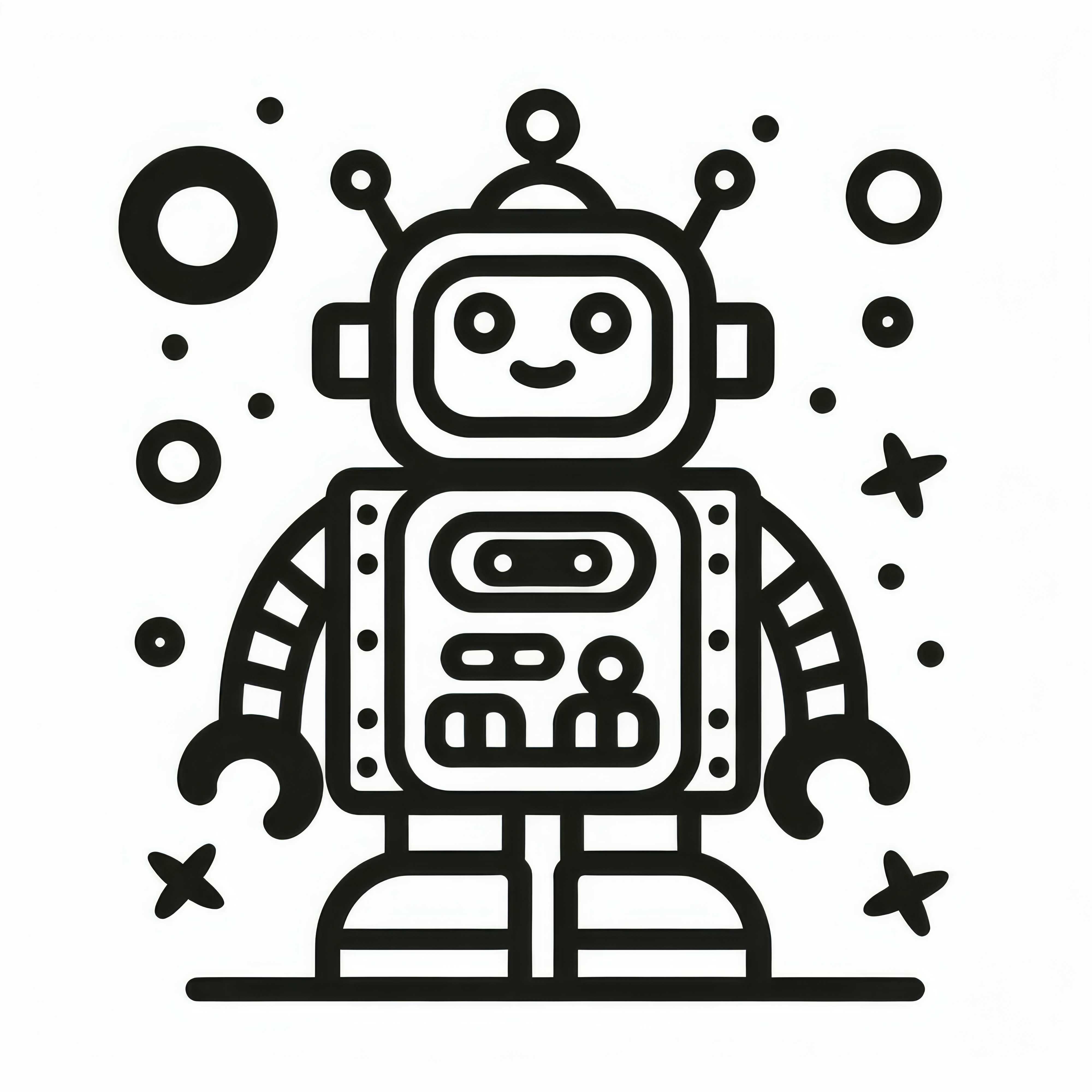 Robot come semplice disegno da colorare (gratuito)