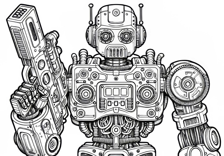 Robotfärgläggningsbild: detaljrik och gratis Robotmålarbild: detaljrik och gratis