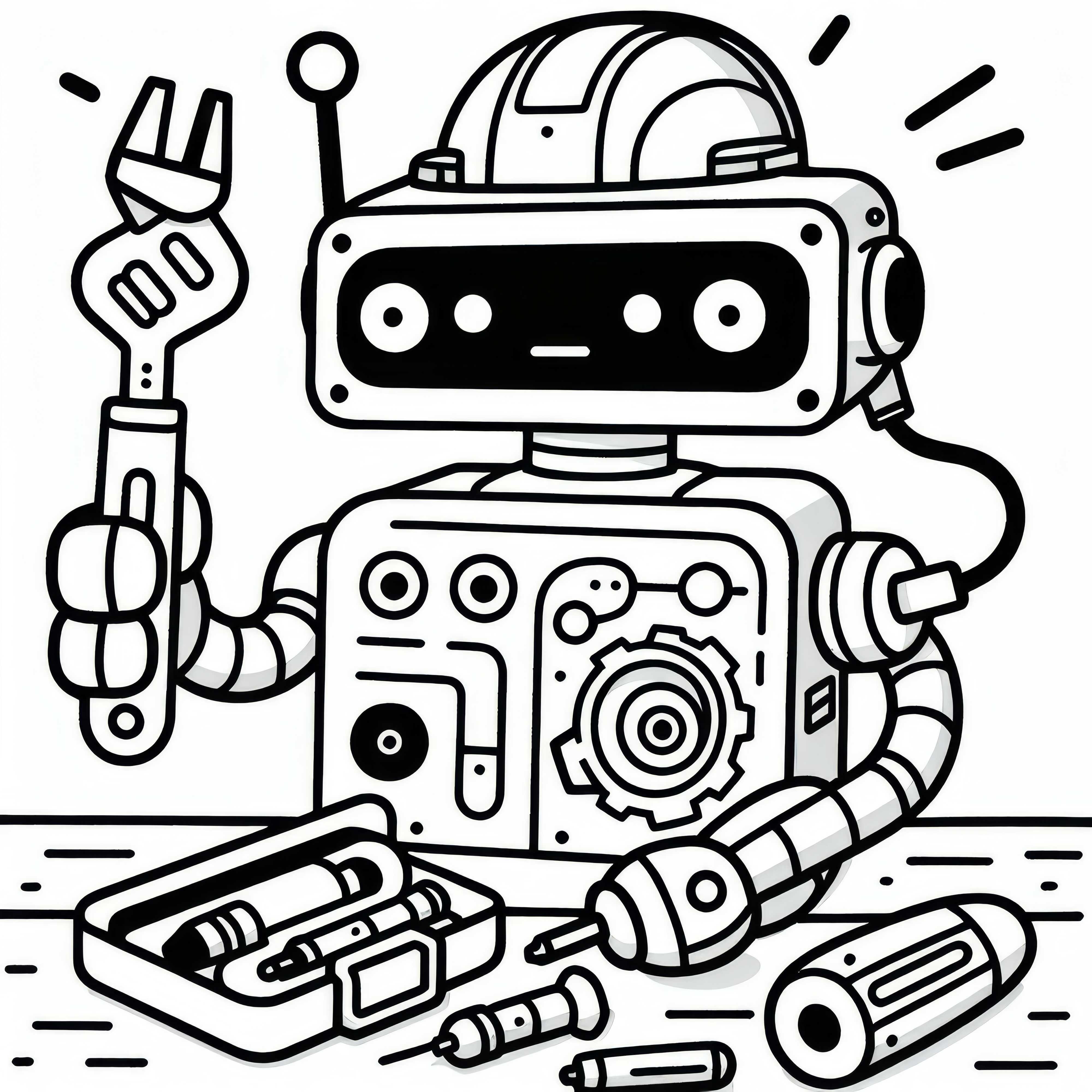 Robot si auto-ripara con multitool: disegno da colorare da scaricare (gratis)
