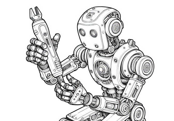 Robot si ripara da solo con un multitool: disegno da colorare dettagliato (gratis) Robot si ripara da solo con attrezzo multifunzione: disegno da colorare dettagliato (gratis)