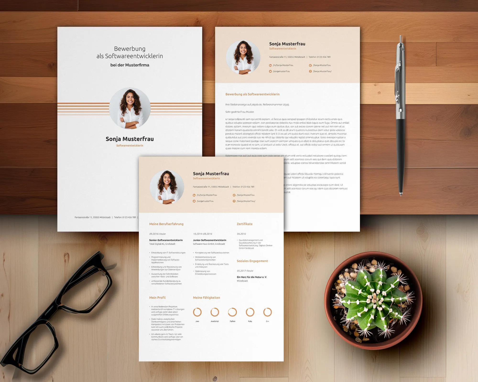 Application as hardware developer: template for cover letter and resume.