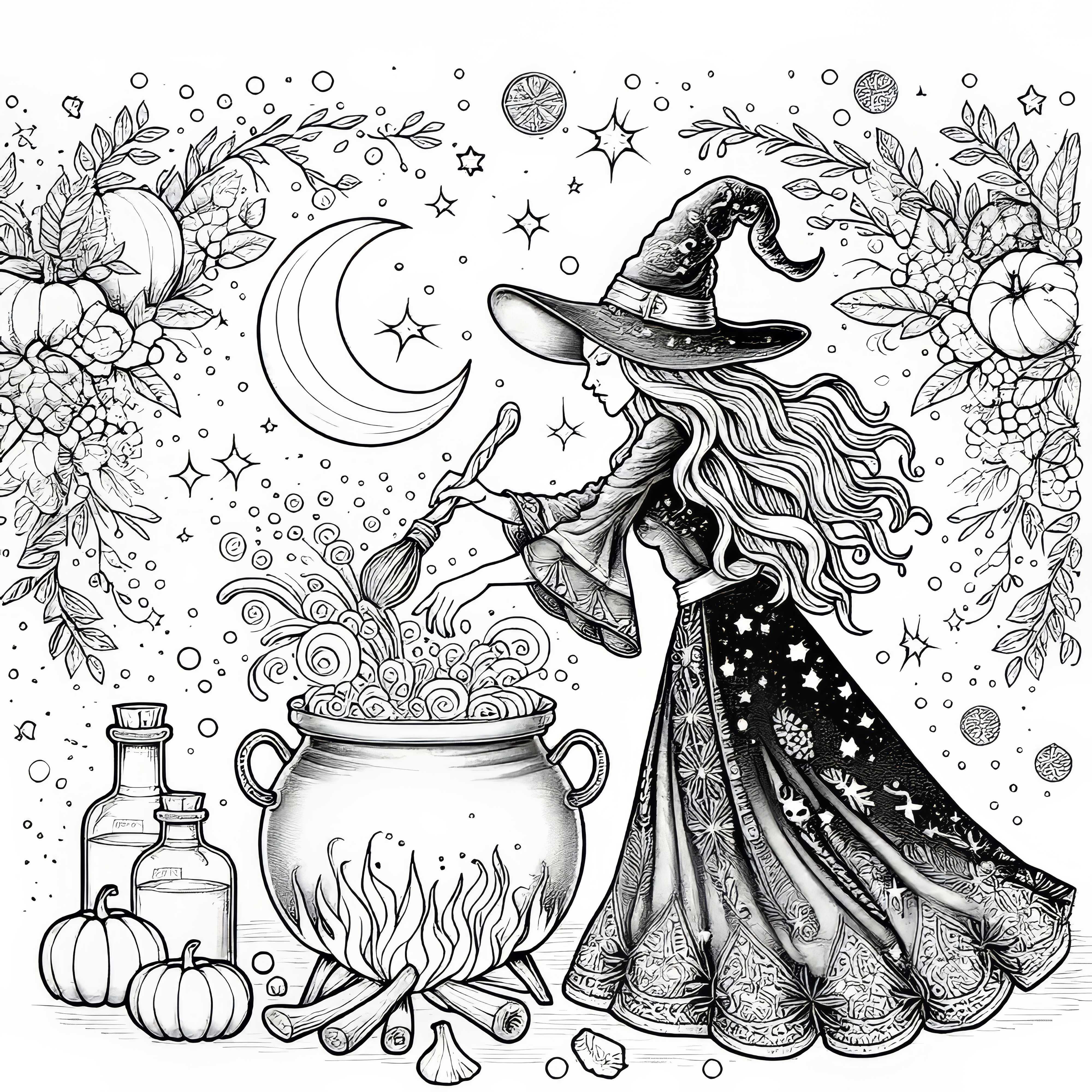 Une Sorci re Pr pare Une Potion Magique Dans Un Grand Chaudron Image 