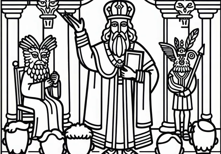 Koning houdt audiëntie en spreekt met gezanten: Gratis kleurplaat