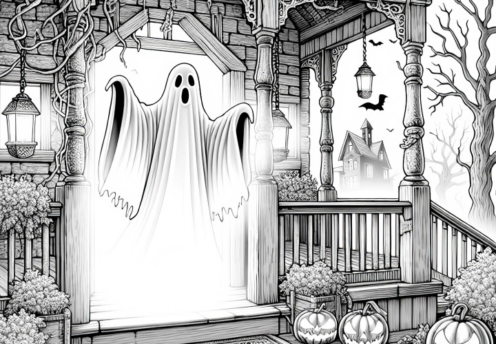 Ghost Appears in the Haunted House: Coloring Page to Download (Free) Ghost Appears in the Haunted House: Coloring Page to Download (Free)