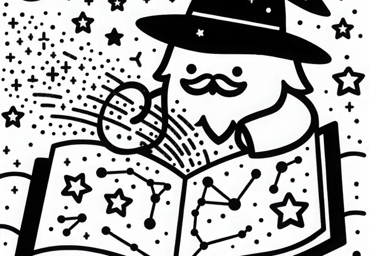 Sandman otvára knihu so súhvezdiami: Jednoduchá omaľovánka (zadarmo)