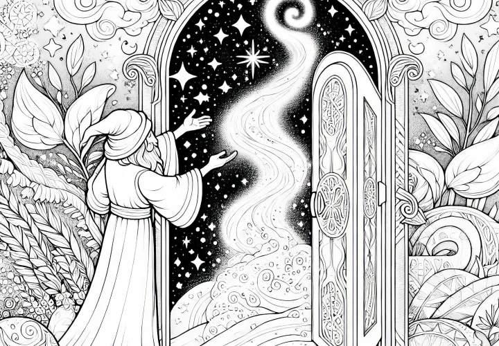 Sandman otvára magické dvere do sveta snov: Podrobná omaľovánka (Zadarmo)