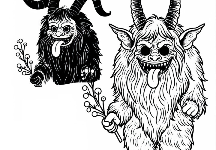 Image à colorier de Krampus simple gratuit