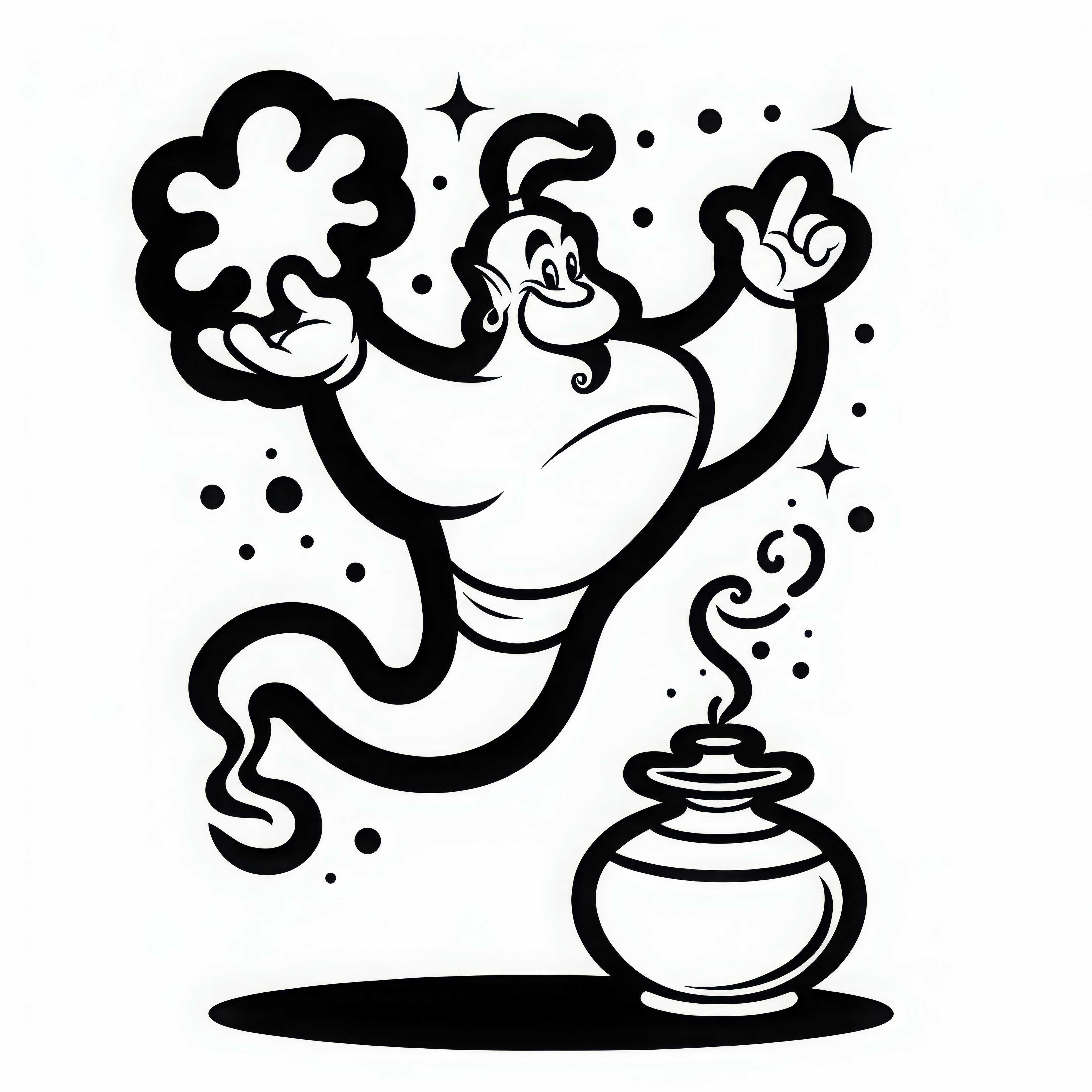 Disegno da colorare Genio della Lampada gratuito e semplice