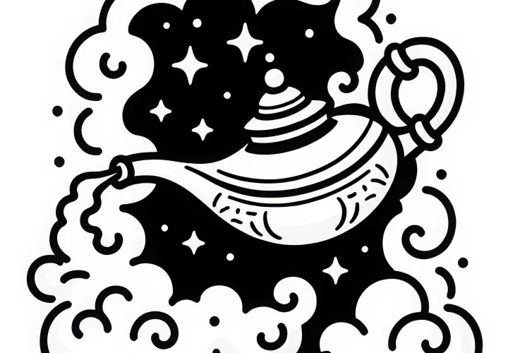 Bouteille d'un génie de la bouteille - Modèle à colorier gratuit