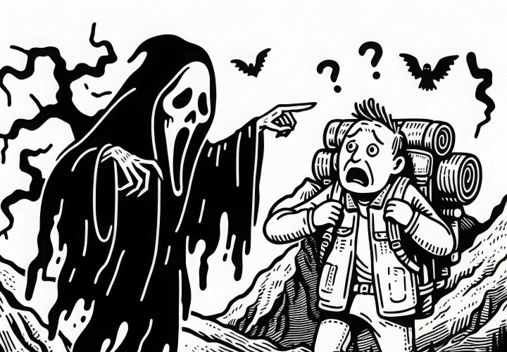 Banshee montre un voyageur qui a peur – Dessin à colorier gratuit