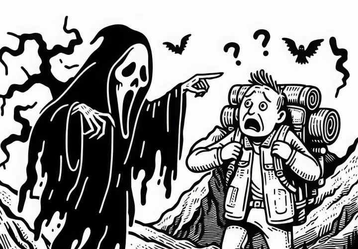 Banshee montre un voyageur qui a peur – Dessin à colorier gratuit