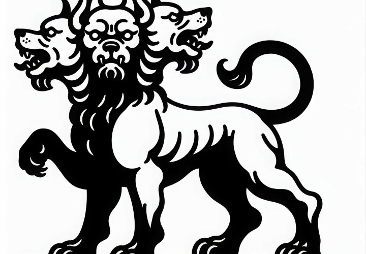Cerberus – Tříhlavý pes z pekla omalovánka zdarma