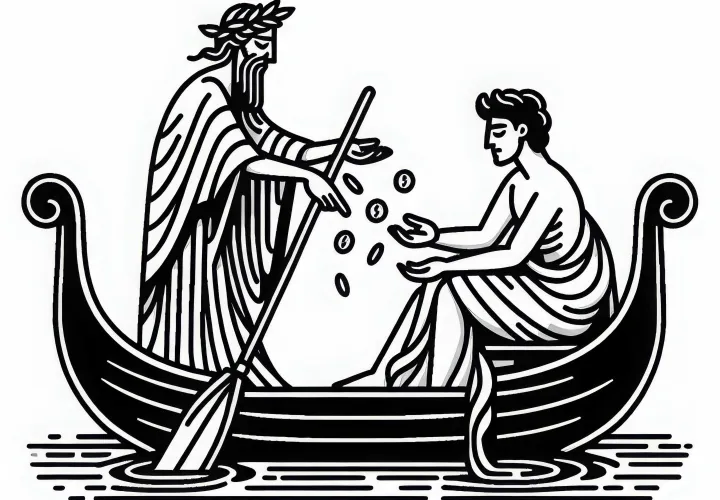 Charon prend des pièces d'une âme - Page à colorier gratuite