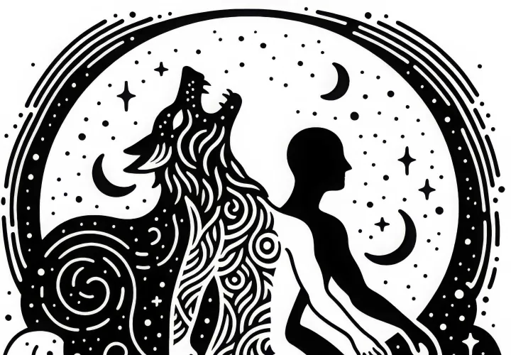 Le métamorphe se transforme de l'homme en loup à la pleine lune - Dessin à colorier