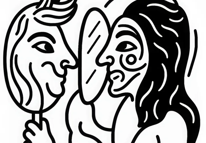 Le changeur de forme change son visage dans le miroir en une nouvelle forme - Modèle de coloriage gratuit