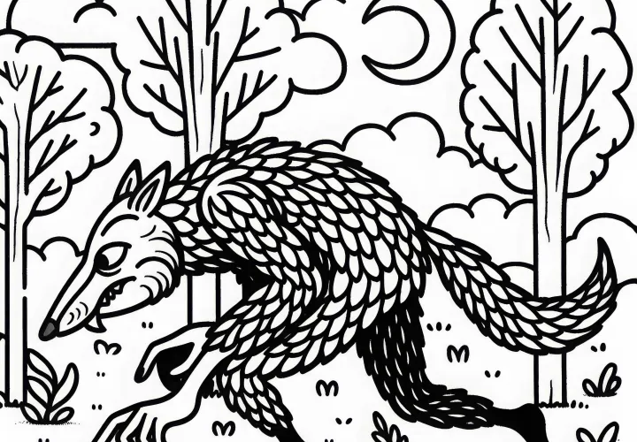 Un changeur de forme se faufile dans la forêt et prend la forme d'un animal – Image à colorier gratuite