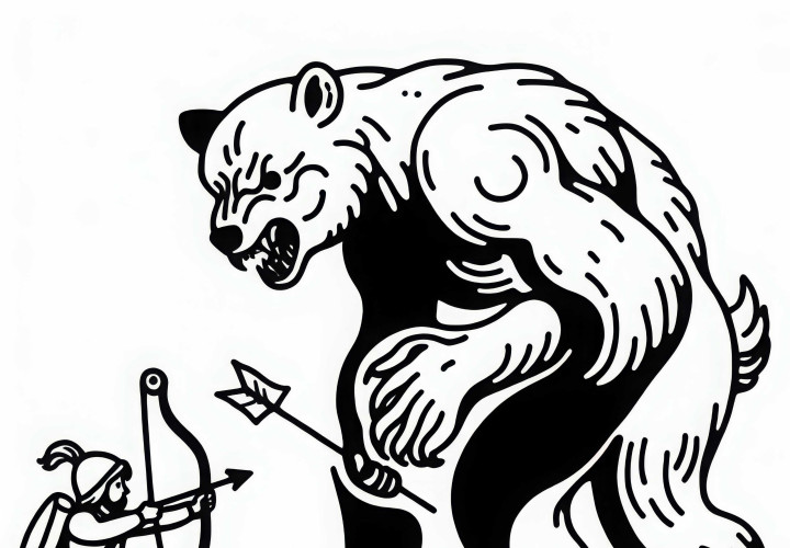 El cambiante lucha contra el cazador transformándose en un oso - plantilla de color gratis El cambiante lucha contra el cazador transformándose en un oso – Plantilla para colorear gratis