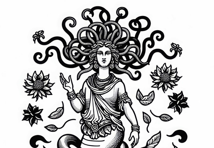 Gambar Mewarnai Medusa Unduh Gratis